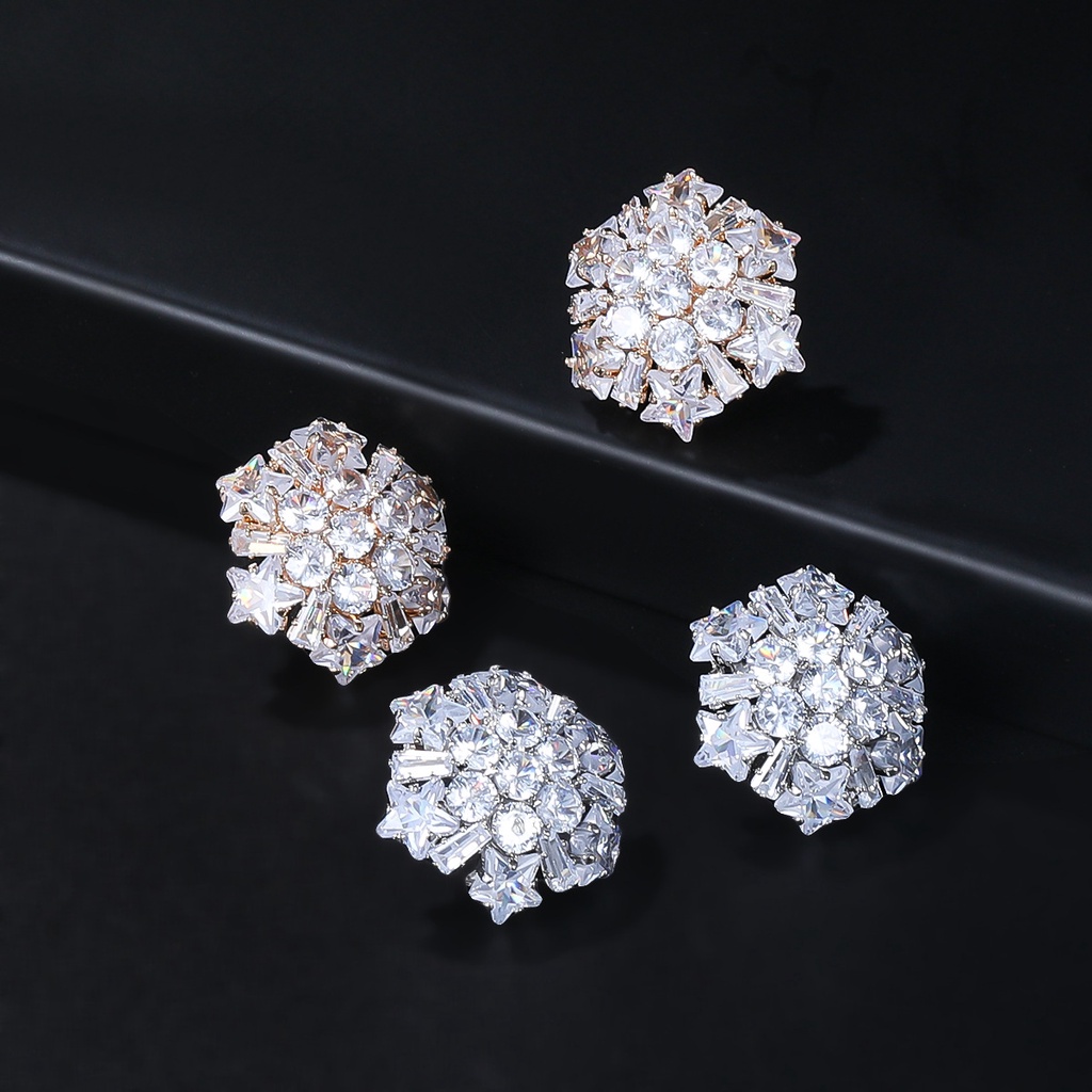 Bông Tai Thời Trang Hình Hoa Đính Đá zircon Phong Cách Âu Mỹ