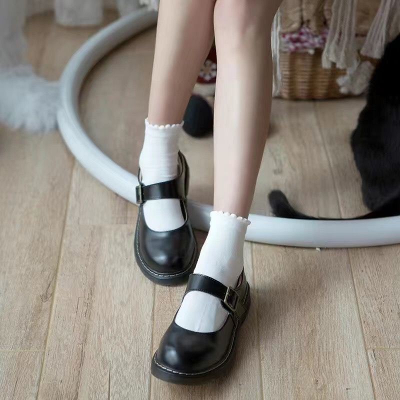 TẤT TRƠN cổ nhỡ nhún xoăn style Hàn Quốc - . - Tatcoxoan