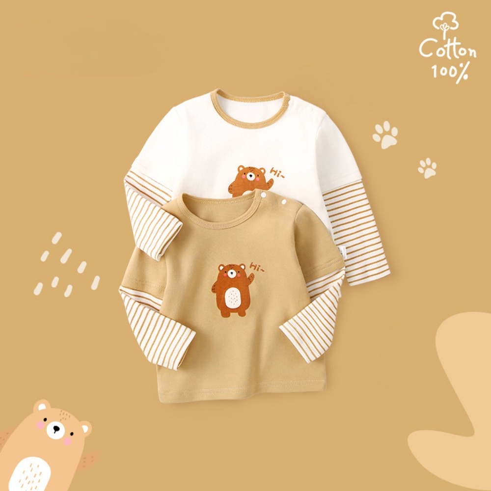 Áo Thun cotton Tay Dài Thời Trang Xuân Thu Dành Cho Bé