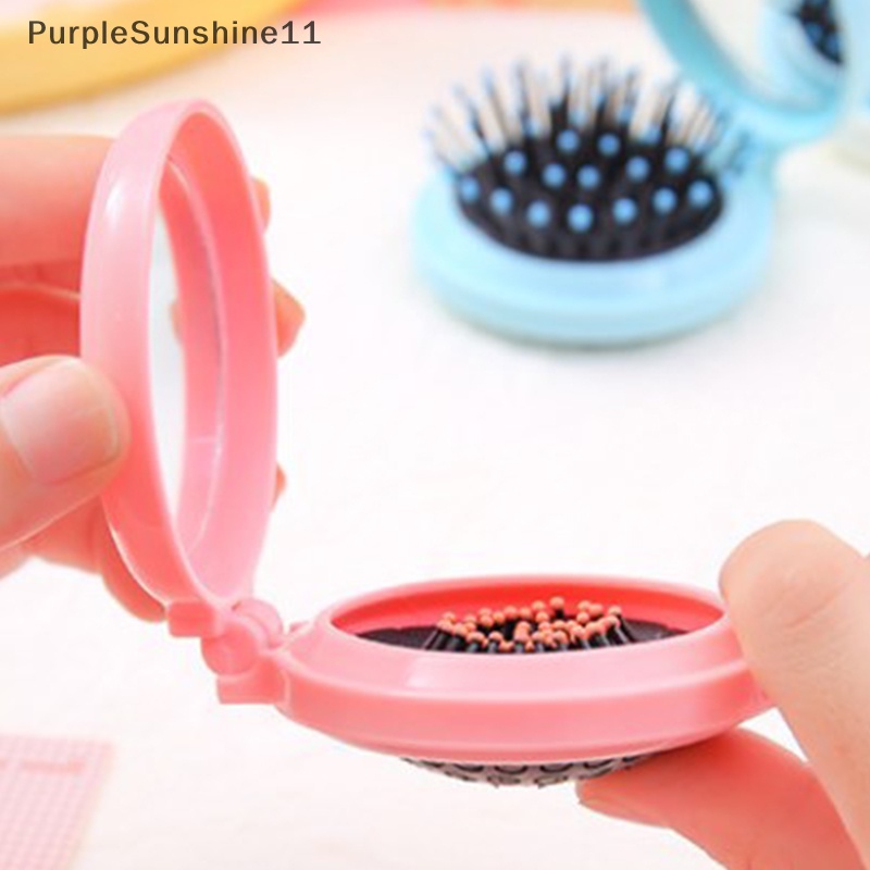 Ine Lược Chải Tóc mini Có Gương Gấp Gọn Và Mát Xa Da Đầu Cho Nữ