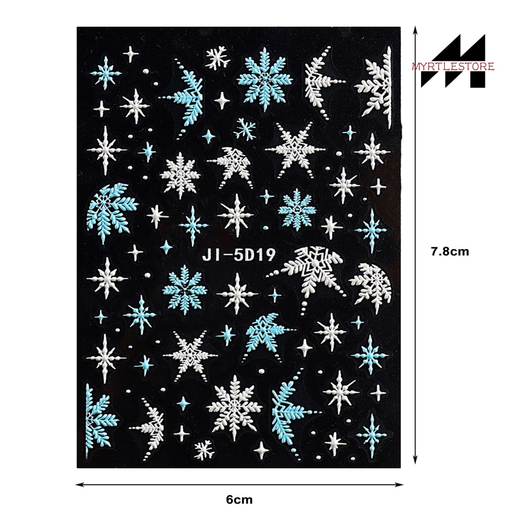 Myrtlestore Nhãn Dán Móng Tay 5d Hình Bông Tuyết Giáng Sinh Dễ Thương Lâu Trôi Dễ Sử Dụng Cho Nữ Và Phụ Nữ