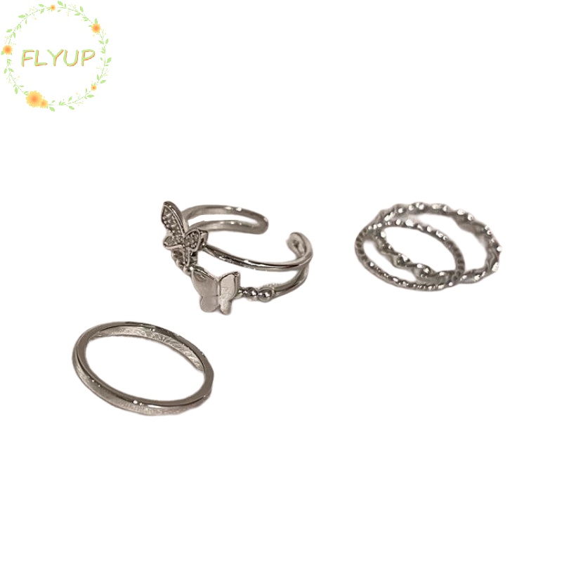 Flyup Nhẫn Kim Loại Hình Bướm Có Thể Điều Chỉnh Phong Cách punk Thời Trang Cho Nữ vn