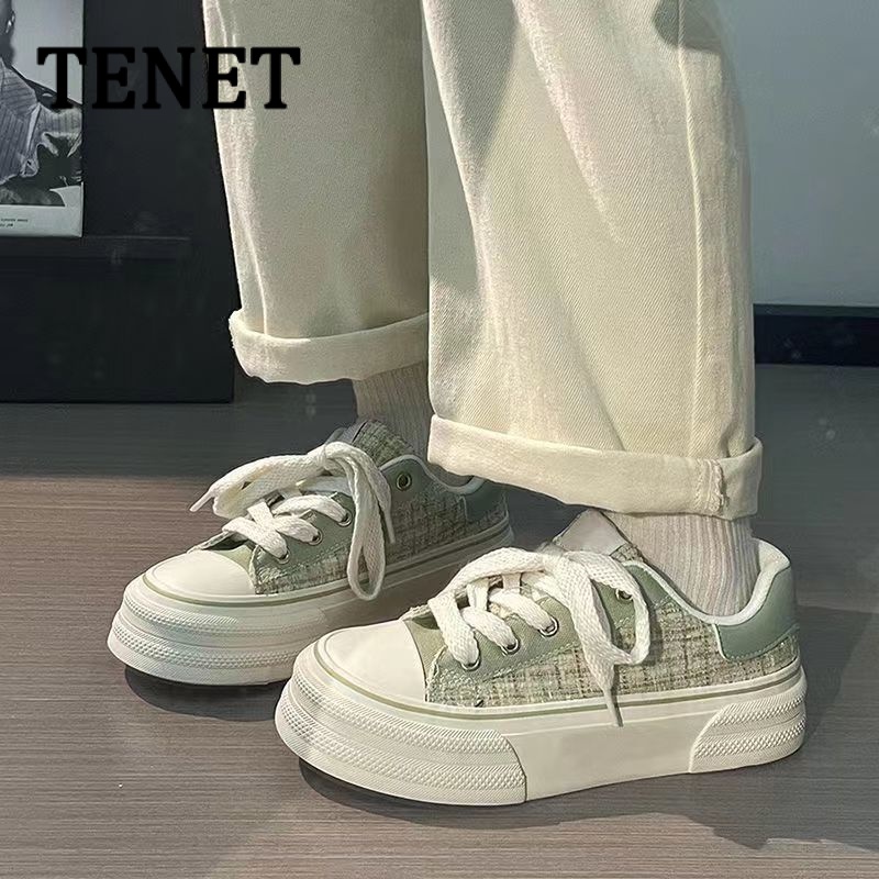 TENET Giày Thể Thao Nữ  Đế Dày đáy phẳng Đế Siêu Nhẹ Thoáng Khí Retro Thời Trang Thiết Kế Mới Cho Nữ B27F07D 36Z230906