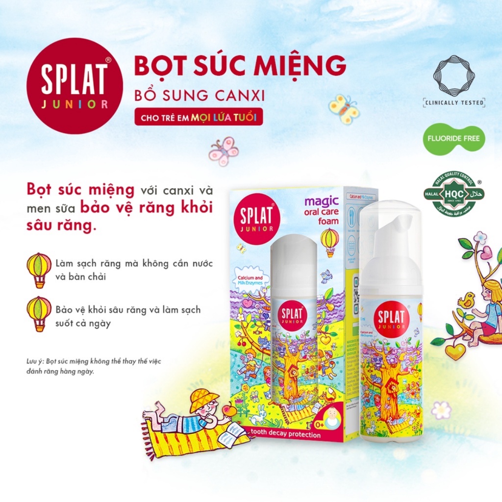 Bọt Súc Miệng Splat Junior Oral Care Magic Foam Bổ Sung Canxi Cho Bé 50ml