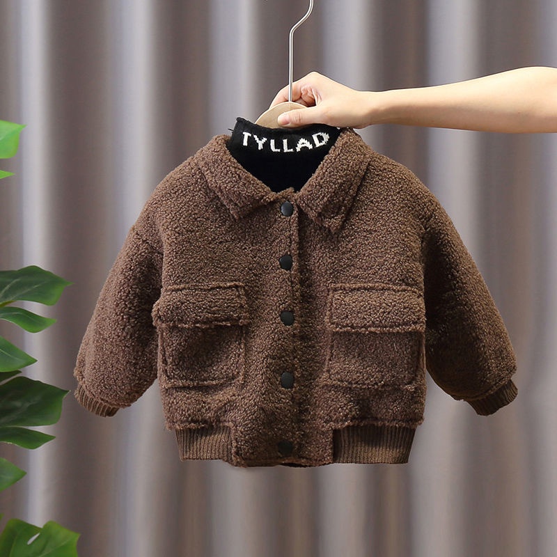 Áo Khoác Lông Cừu Dày Dặn Thời Trang Thu Đông Cho Bé Trai