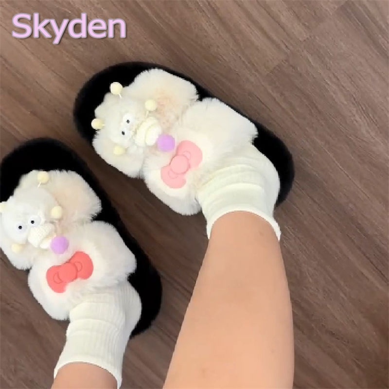 Skyden dép nữ dép lông dép kiểu nữ đi chơi dép thoáng khí Mềm Mại FMR239030I 36Z230907