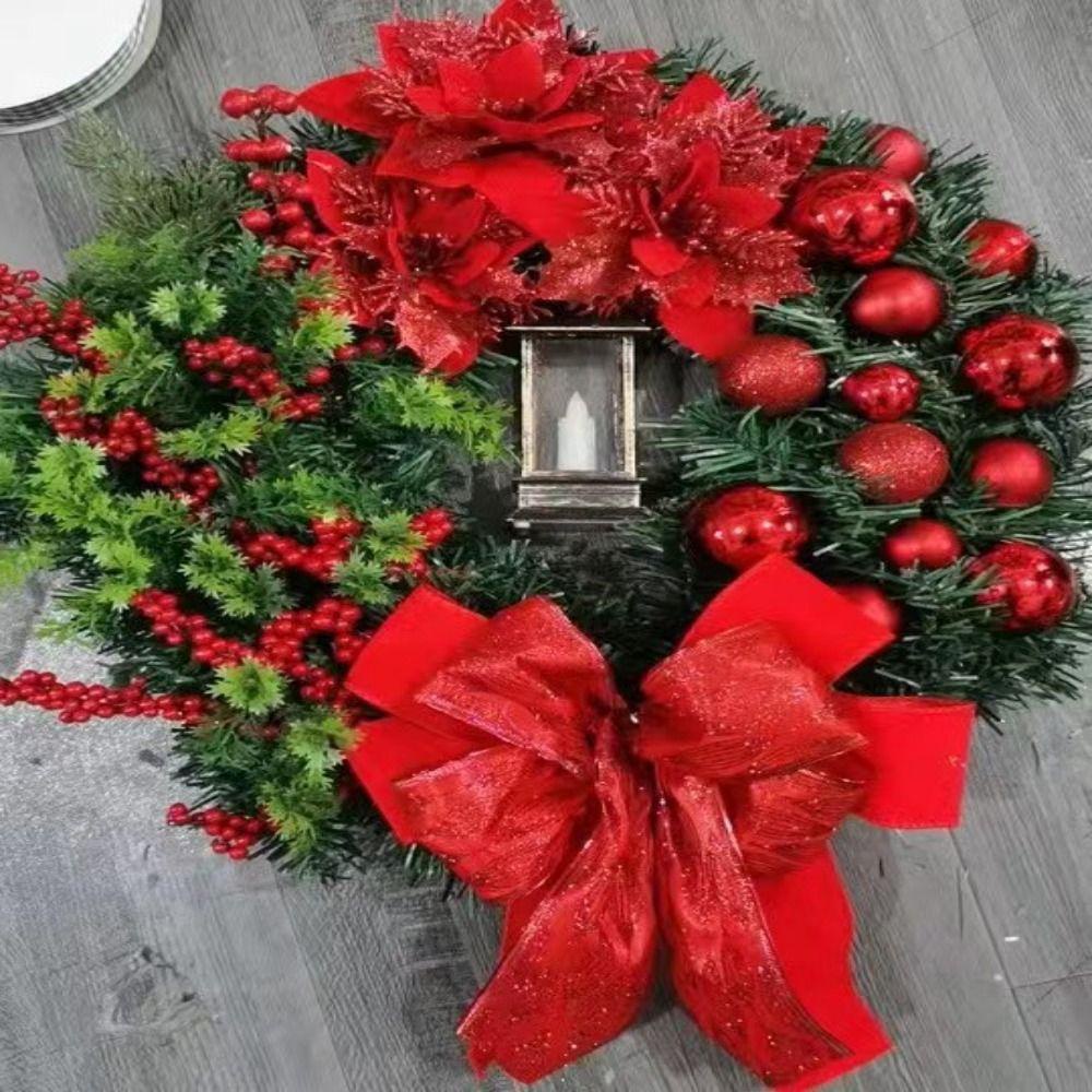 Twinkle Vòng Hoa Đỏ Treo Tường Trang Trí Giáng Sinh