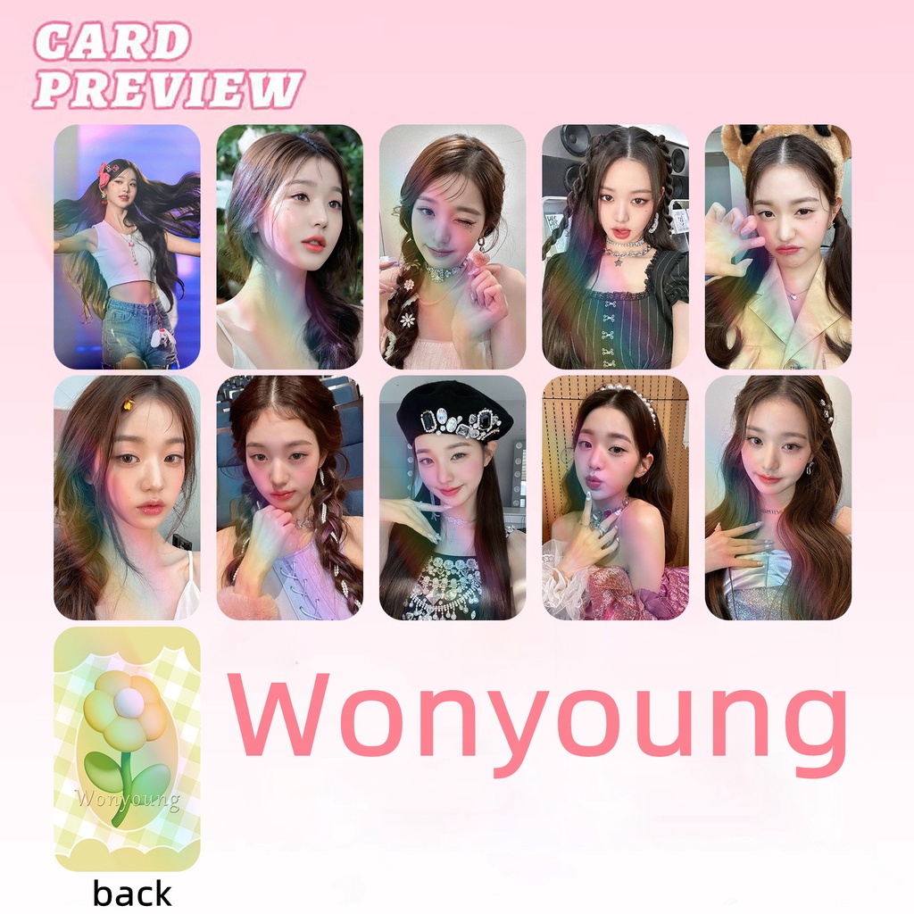 Set 10 Tấm Ảnh laser Hình Ba Chiều yeji mingyu gaeul jungwon rose Jisoo jungkook wonyoung the8 lomo Card Nhóm blackpink en-hypen seventeen Hai Lần