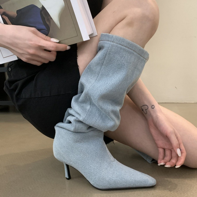 Giày Bốt Cao Gót Mũi Nhọn Phong Cách Cao Bồi Âu Mỹ Thời Trang Mùa Hè 2023