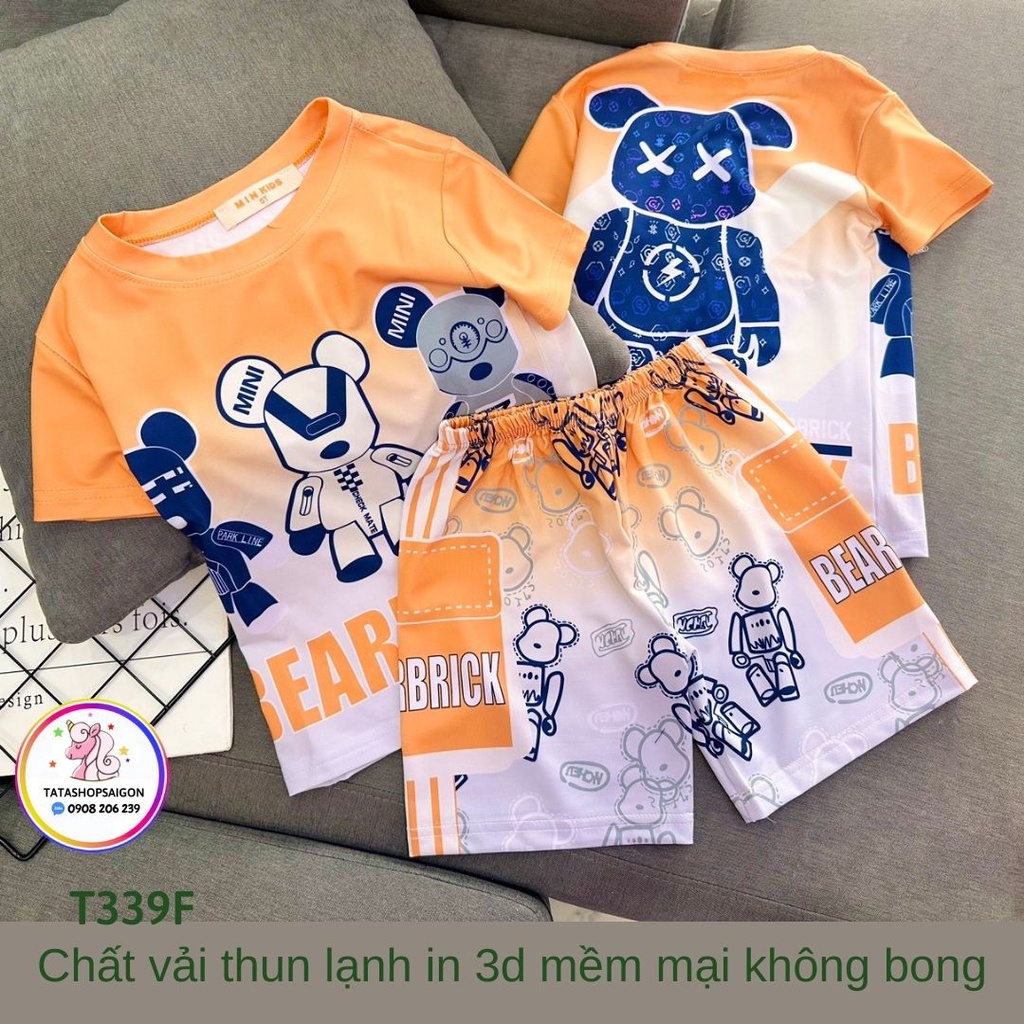 T339 - Bộ mặc nhà cho bé trai size đại chất thun lạnh in 3D hoạt hình truyện tranh hithot 20 đến 40kg