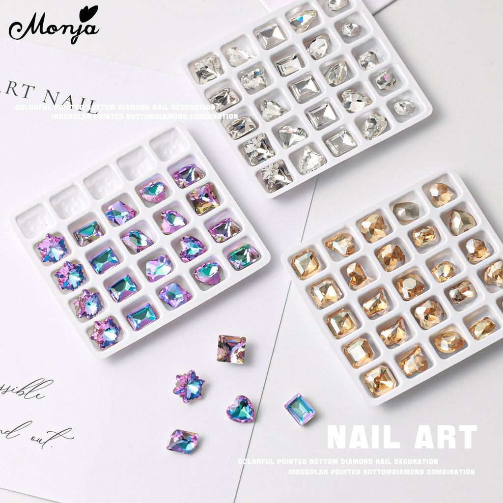 Monja Set 25 Hạt Pha Lê 3d Lấp Lánh Trang Trí Móng Nghệ Thuật