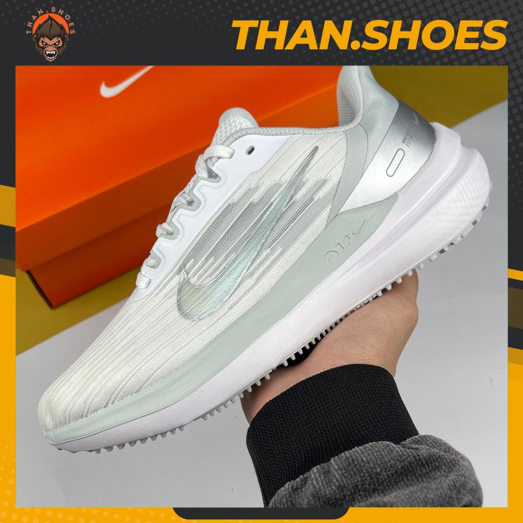 Giày Thể Thao Zoom Winflo 9 White Metallic Silver, Zoom Winflo 9 Trắng Gót Xám - Than.Shoes