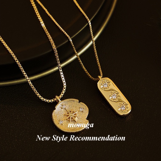Mocouga / Dây Chuyền Đính Đá zircon Hình Vuông Phong Cách Âu Mỹ Tối Giản Cho Nữ