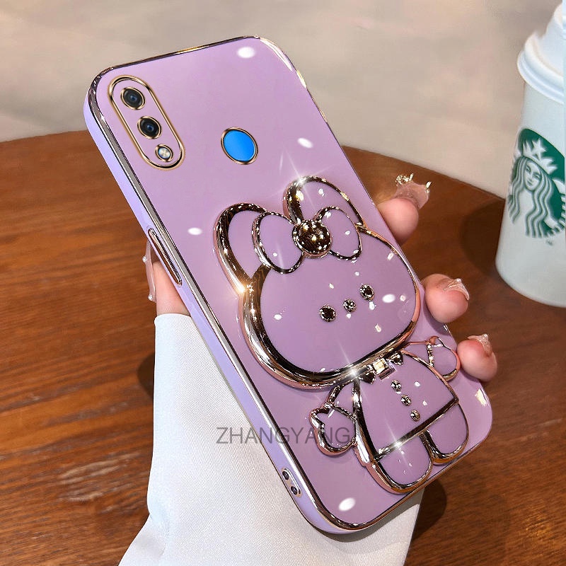 ốp lưng huawei nova 3i nova 3 Ốp Điện Thoại TPU Silicon Mềm Mạ Điện Gắn Gương Trang Điểm Hình Thỏ 3D