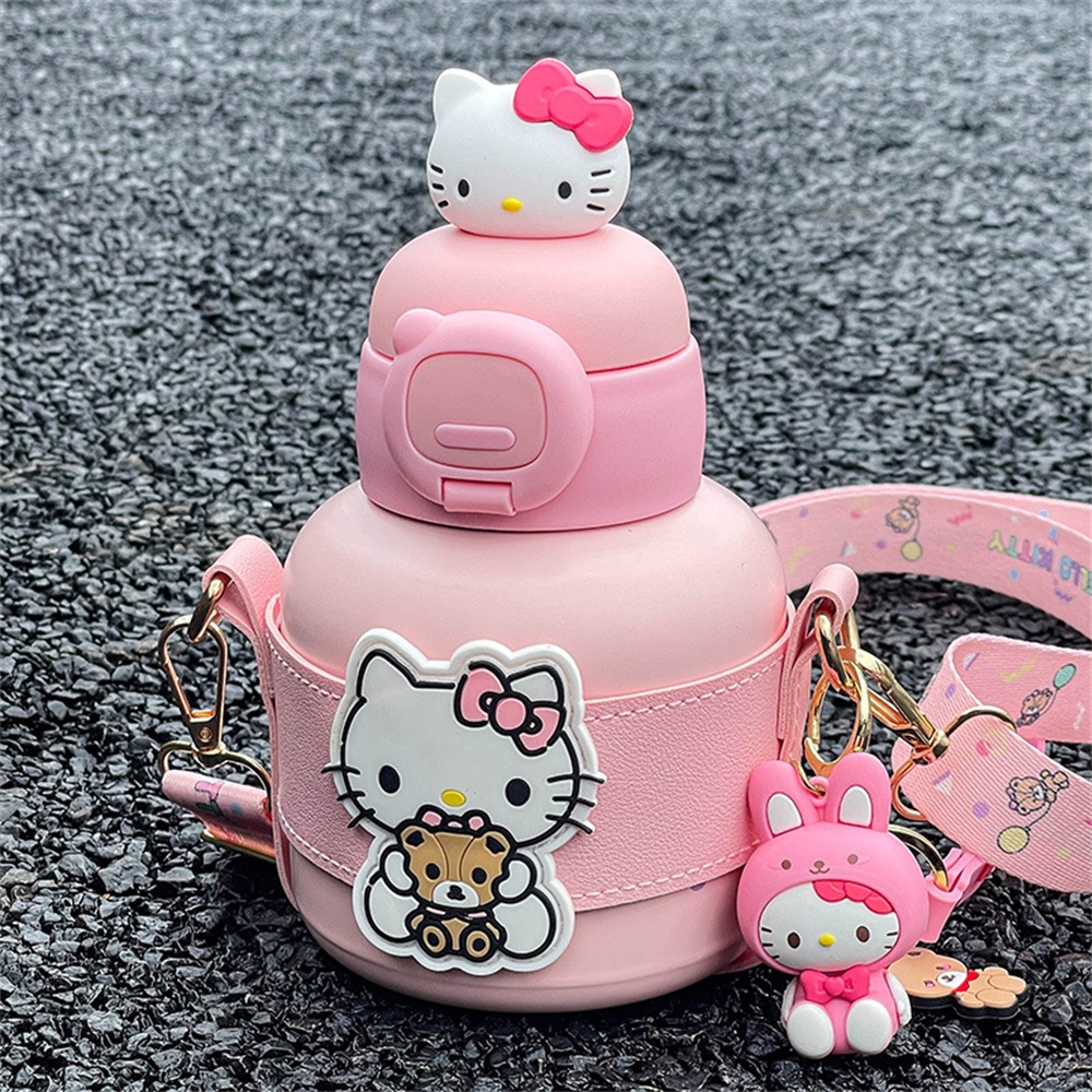 Sanrio Bình Nước Giữ Nhiệt 520ml Bằng Thép Không Gỉ Có Ống Hút Họa Tiết melody pochacco
