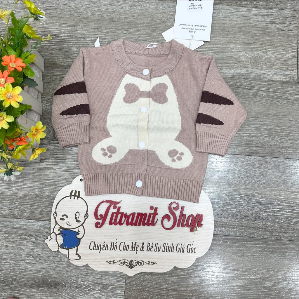 Áo khoác len quảng châu hình gấu nơ cho bé