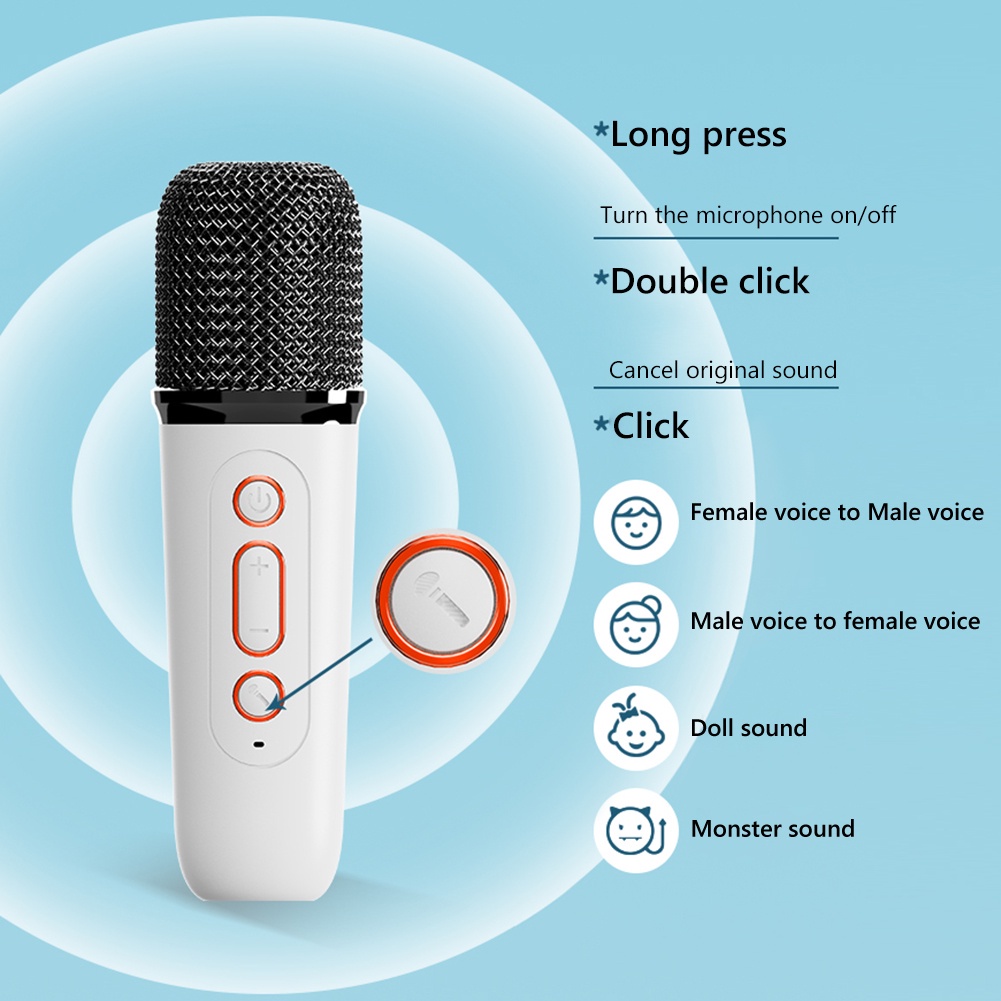 Loa bluetooth mini karaoke kèm 2 mic không dây LAMJAD-Y1 có cổng cắm tai nghe công suất 13W 2023