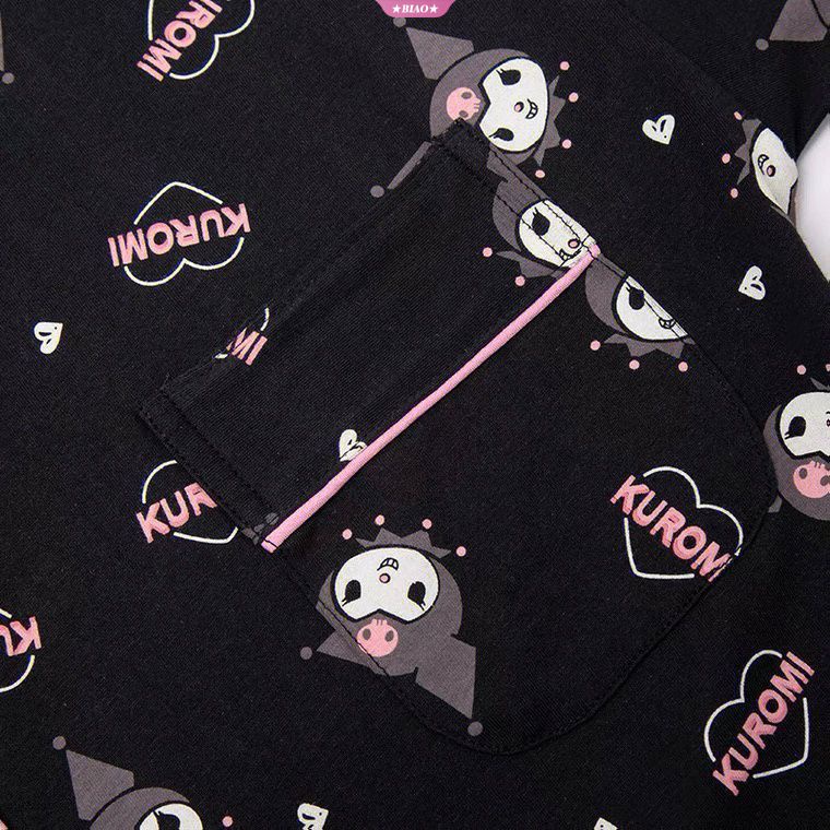 Kawaii sanrio kuromi Bộ Đồ Ngủ Tay Dài In Họa Tiết Hoạt Hình Dễ Thương Thoải Mái Dành Cho Nữ