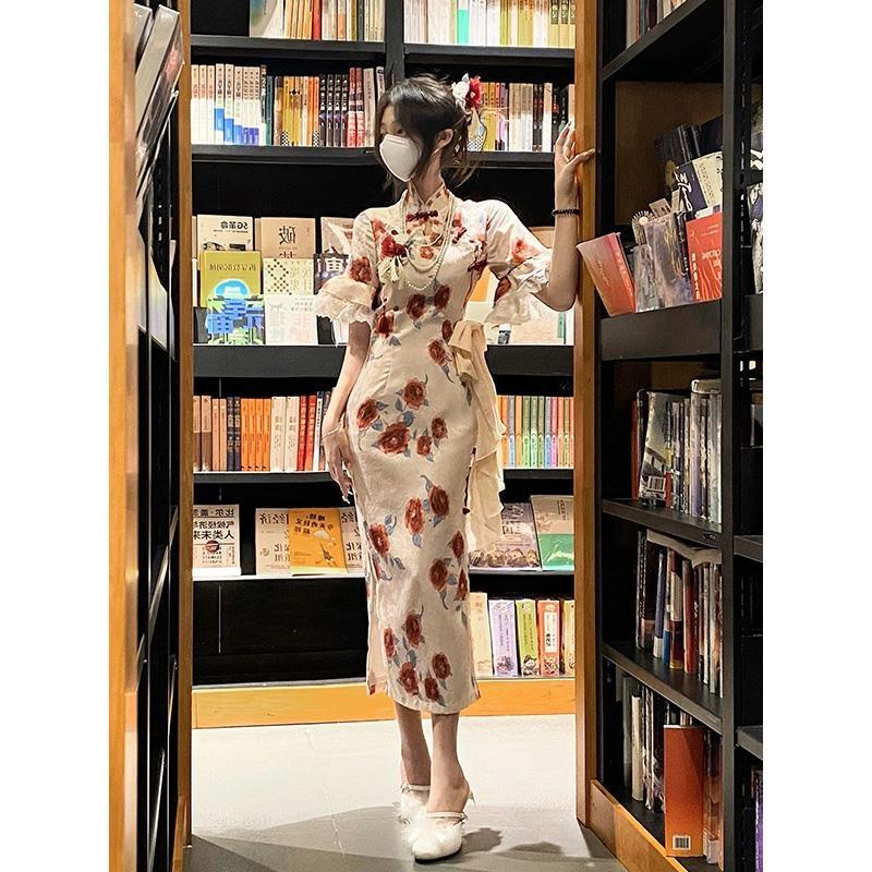 Đầm Sườn Xám Dáng Ôm Phong Cách Trung Hoa Thời Trang Mùa Hè Mới 2023