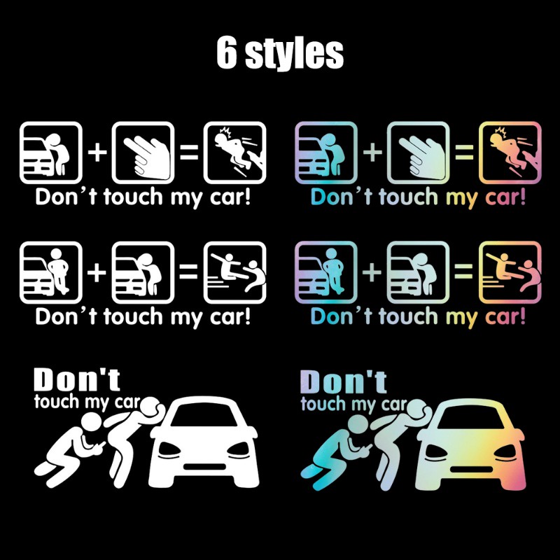 Đề Can Phản Quang Họa Tiết Hoạt Hình Don 'T touch my car Vui Nhộn Sáng Tạo Trang Trí Ngoại Thất Xe Hơi