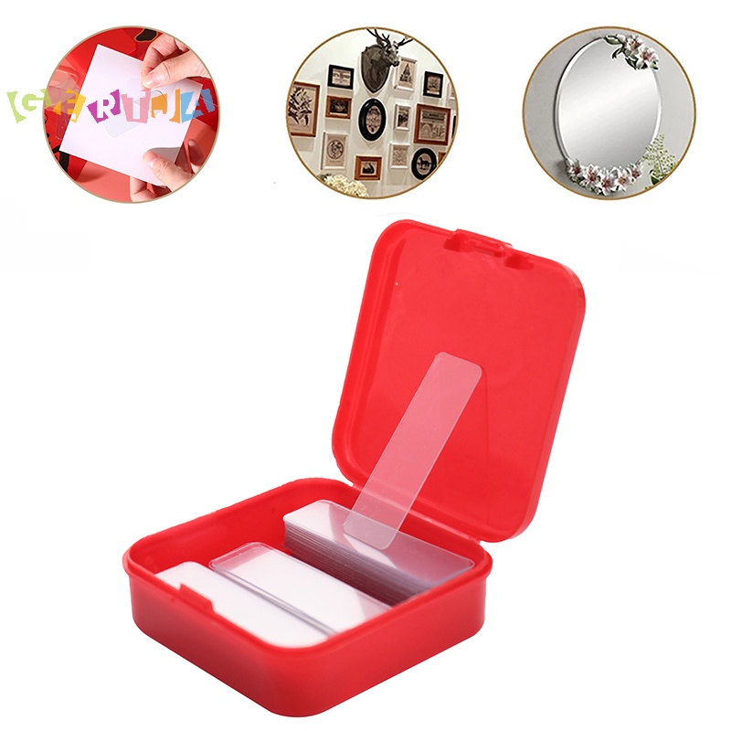 Hộp 60 Băng Keo Hai Mặt Hình Vuông Trong Suốt Siêu Dính Chống Thấm Nước Không Để Lại Dấu Vết