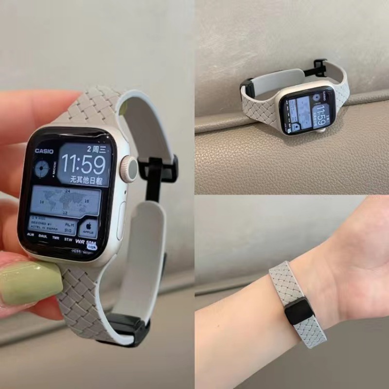 Dây Đeo Đồng Hồ Từ Tính Bằng silicone Siêu Mỏng Cho i-watch series 7 8 se 6 5 3 40mm 40mm 41mm 42mm 44mm 45mm 49mm 38mm