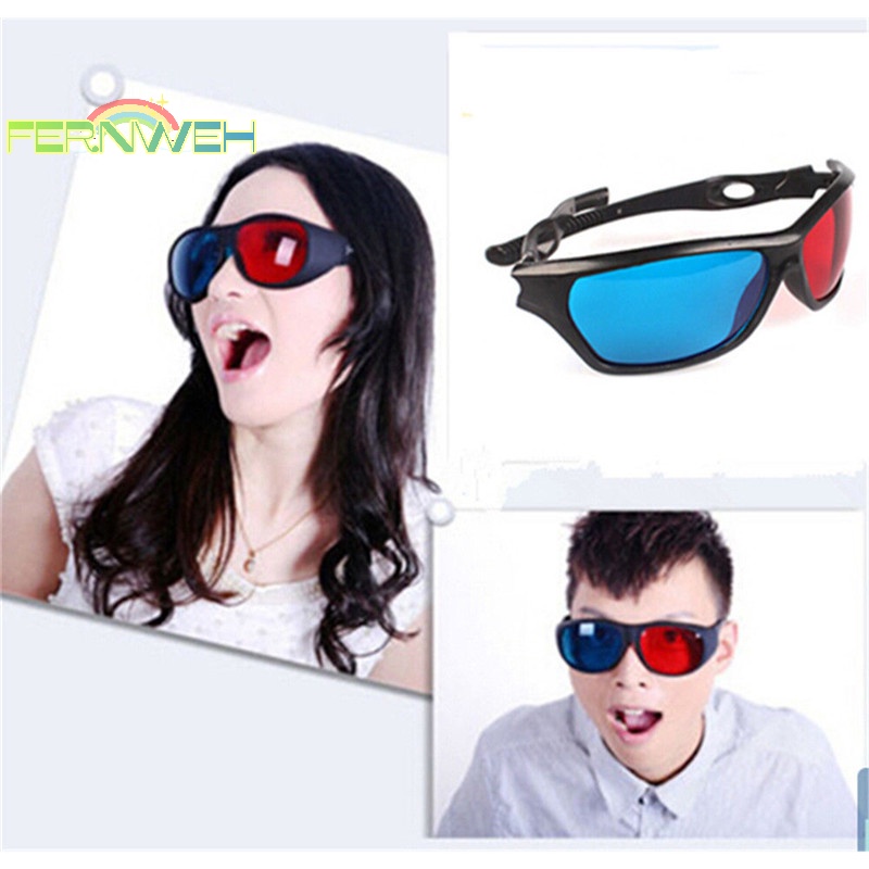 Kính 3d Gọng Màu Đỏ Xanh Lam Đen Cho Xem Phim dvd