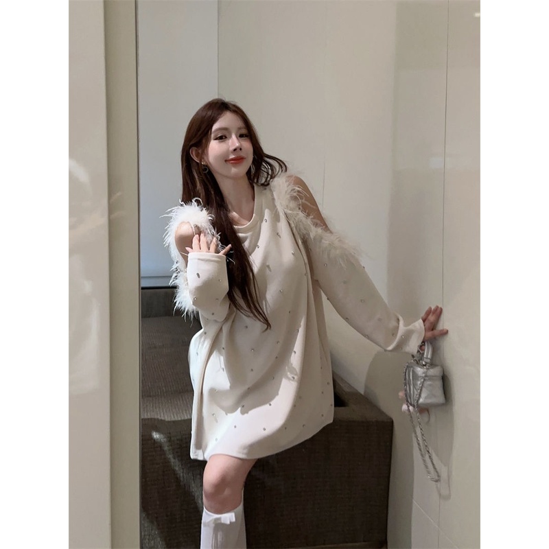 Đầm Dài Vừa Phối Lông Phong Cách Pháp Thời Trang Sang Trọng Cho Nữ