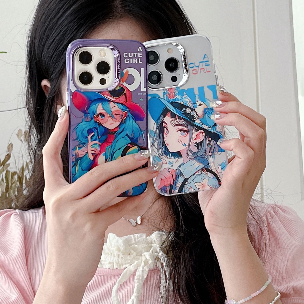 Iphone Ốp Điện Thoại Túi Khí Chống Sốc Hình Cô Gái Dễ Thương Cho iphone 14promax 14 13 13promax 12 12promax 11