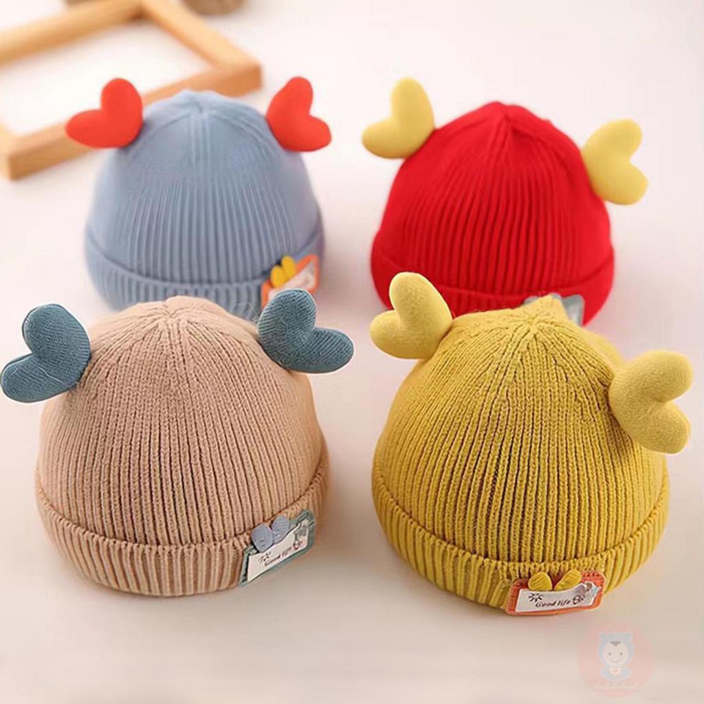 Mũ Len beanie Ấm Áp laa6-baby Mùa Đông Với Sừng Hươu