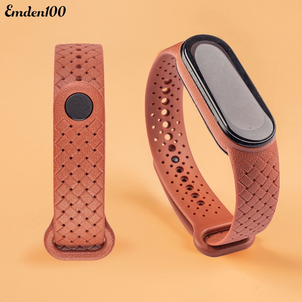 EMDEN Dây Đeo Thay Thế Chất Liệu Silicon Mềm Màu Trơn Cho xiaomi mi band 5/6 huami amazfit band 5