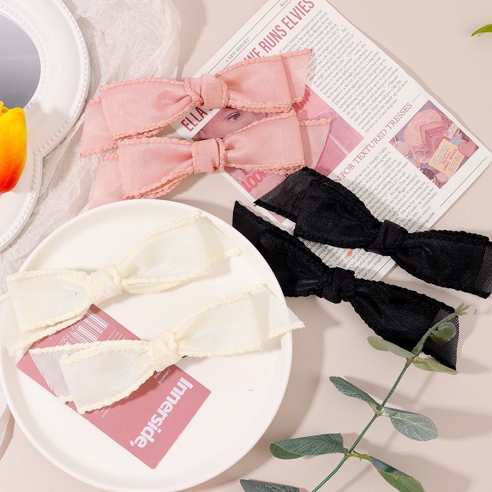 Kẹp Tóc Hình Nơ Phối Lưới Đính Nơ Ruy Băng Đơn Giản Thời Trang Phong Cách Hàn Quốc Cho Nữ