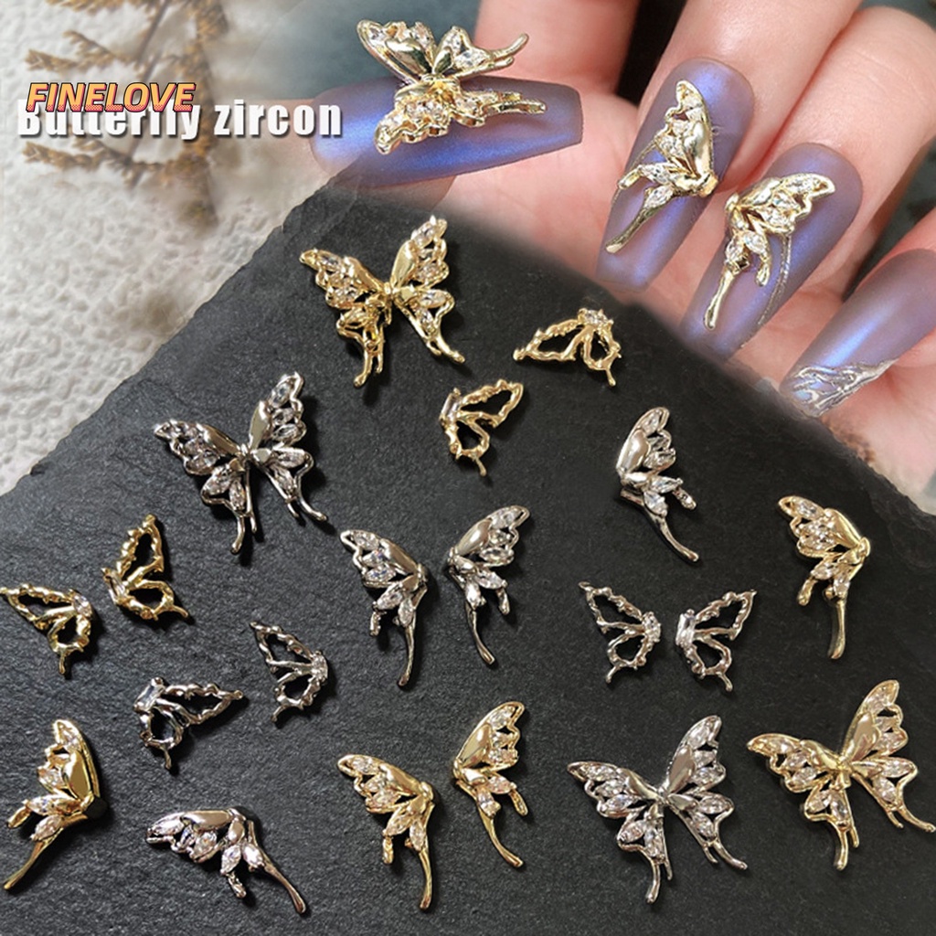 1 Phụ Kiện Trang Trí Móng Tay Chống Rơi Hình Cánh Bướm Ba Chiều Lấp Lánh diy