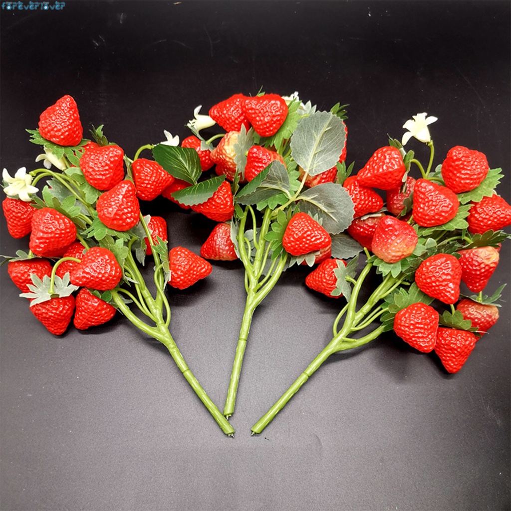 Bó Dâu Tây Giả Trang Trí