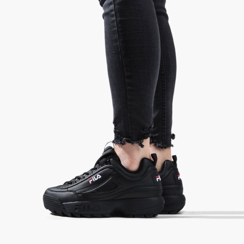 Giày thời trang FILA Disruptor 2 Sneakers Unisex. full Đen và đen đế trắng, giày nhẹ, đế cao, chính hãng
