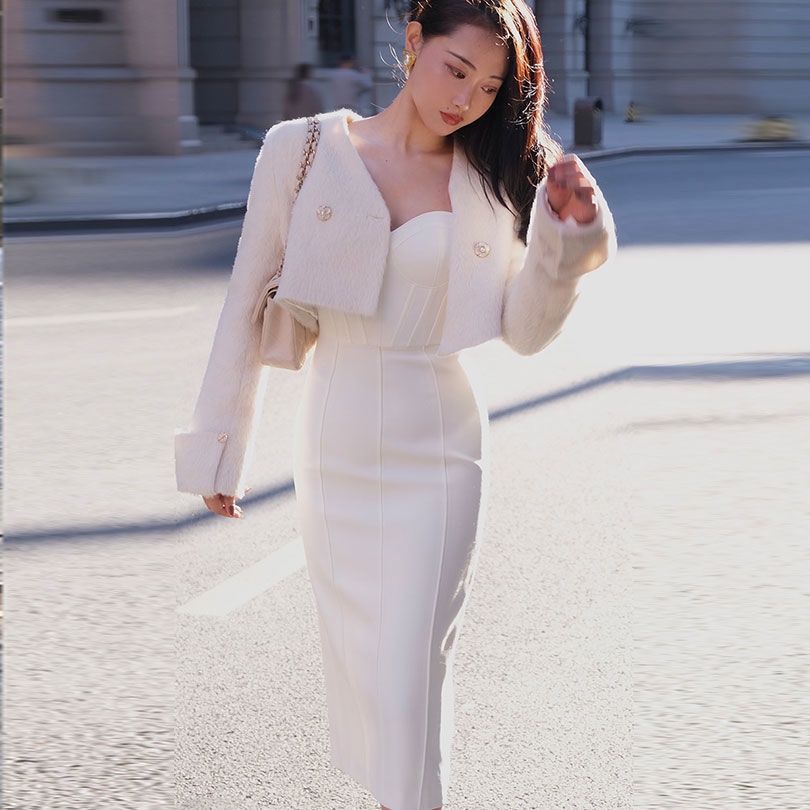 Đầm Dài Cổ Vuông Tay Dài Màu Đen Phong Cách hepburn Pháp Thời Trang Mùa Thu 2023