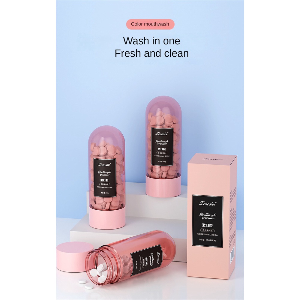 Hạt súc miệng 33 * 33 * 91,5mm Kem đánh răng đặc Kem đánh răng sạch 30 viên Chăm sóc răng miệng Peach Clean MouthDr. Kem đánh răng rắn cầm tay Xiang Mei làm sạch miệng thơm heby1