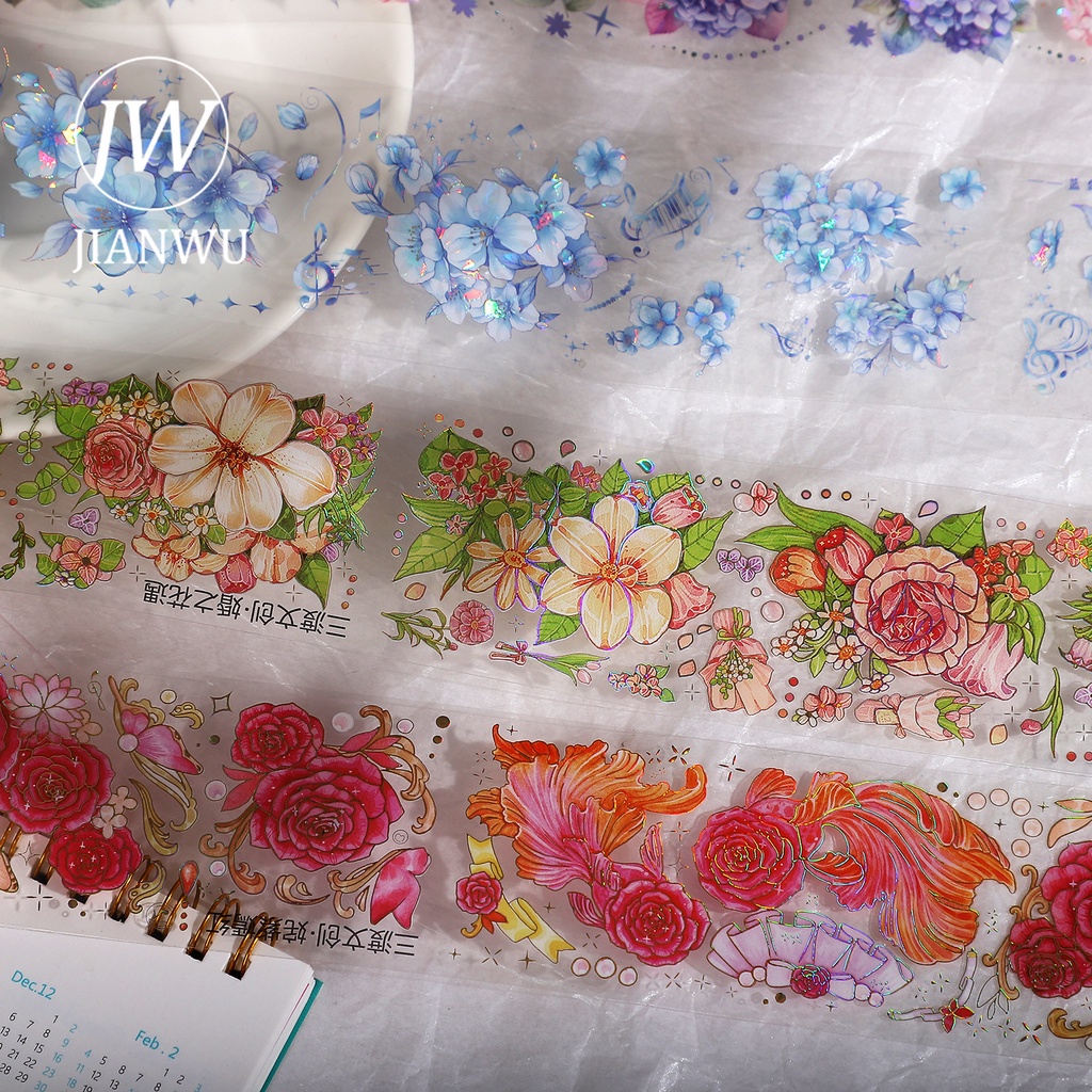 Cuộn Băng Dính 55mm * 200cm Họa Tiết Vỏ Sò / Hoa Phong Cảnh diy Sáng Tạo Trang Trí Phong Cảnh