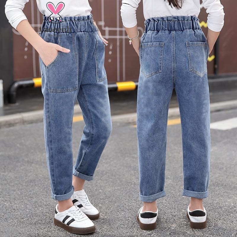 【YAOEENH】Quần Jean Dài 90-140cm Thời Trang Xuân Thu Cho Bé Gái