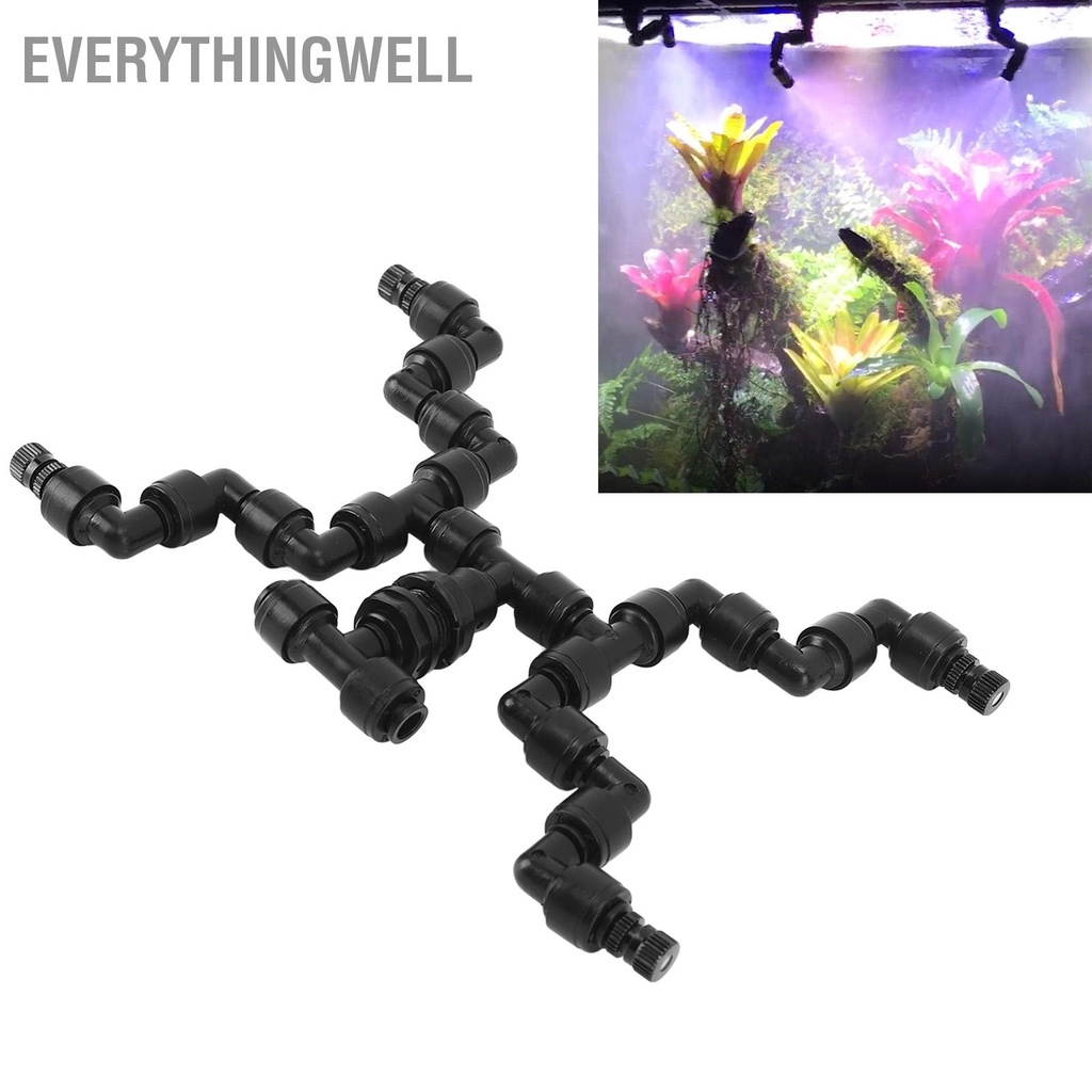 EverythingWell Có thể điều chỉnh Sương mù Hệ thống làm mát Vòi phun 360 độ Thú cưng Bò sát Nhà kính Rừng nhiệt đới Máy tạo sương Fogger 4 đầu Đen