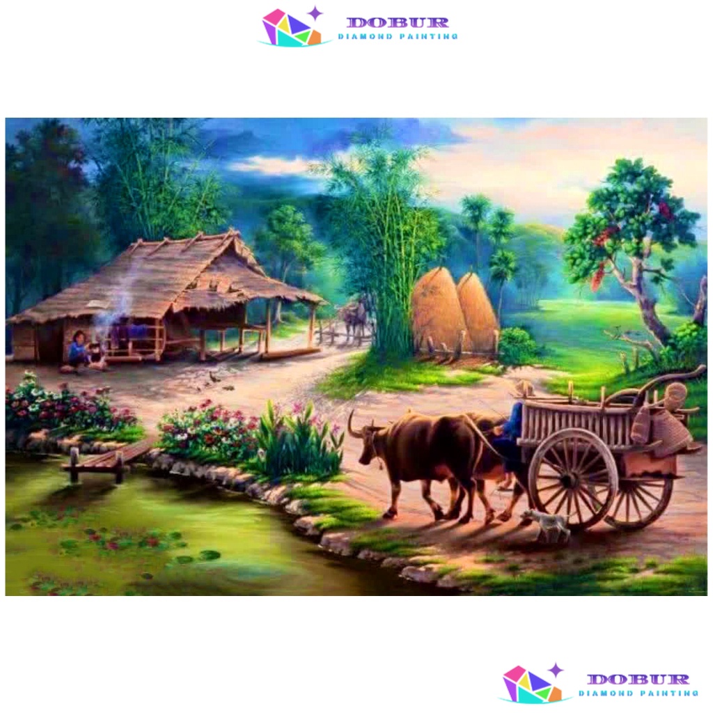 DOBUR | Bộ Tranh Đính Đá 5D Toàn Diện Họa Tiết Phong Cảnh Đồng Quê Độc Đáo DIY Dùng Trang Trí Nhà Cửa bộ tran tranh đinh đá tự làmh đính đá tranh đính đá