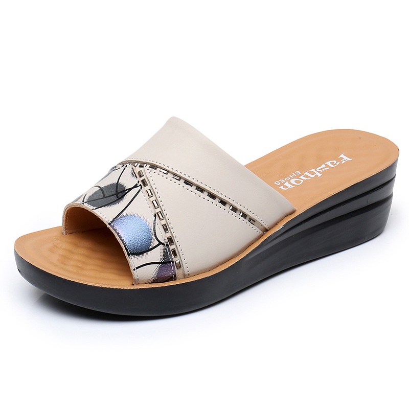 Dép Sandal Bằng Da Thuộc Thời Trang Mùa Hè Dành Cho Phụ Nữ Trung Niên