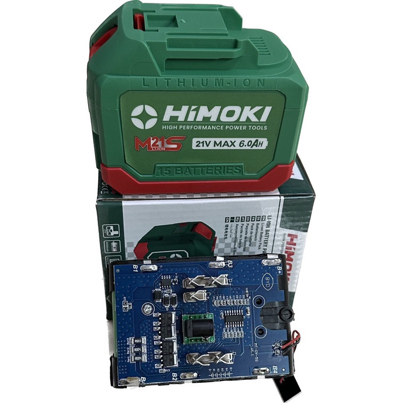 HIMOKI pin 15cel HIMOKI  21v -6ah 4 mosfes vỏ trống cháy trống va đập dòng sả cao HIMOKI ĐL HÀ NAM