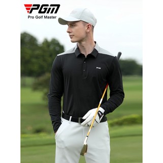 PGM Golf Apparel Áo phông dài tay nam Thể thao Thu / Đông Áo thun Polo hàng đầu Màu sắc phù hợp Đa năng