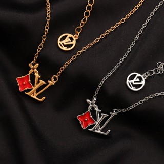  Vòng cổ Thép Titan Hai Lớp Mặt Chữ lv Thời Trang Cho Nam Nữ 