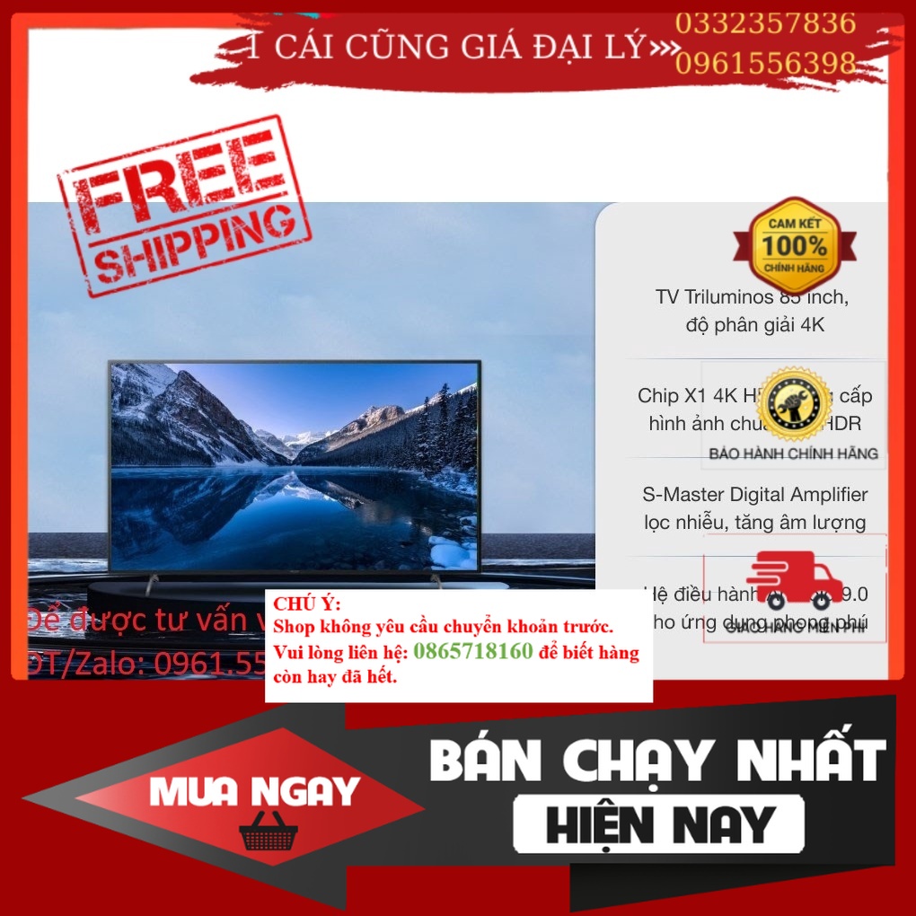 * Smart Tivi Sony 85 Inch 4K UHD KD-85X8000H &lt; Chính hãng BH:24 tháng tại nhà toàn quốc &gt;