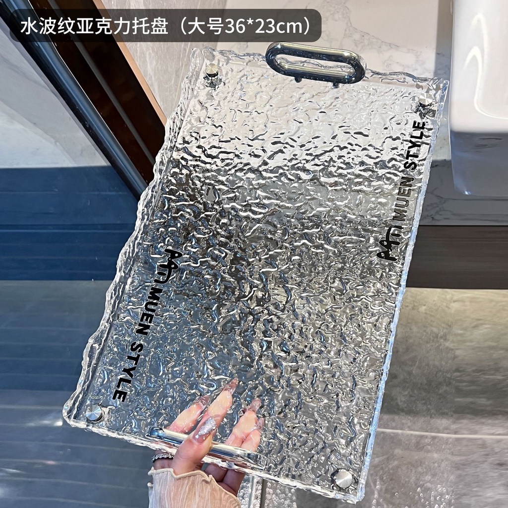 Khay Đựng Cốc Nước Phòng Khách Acrylic Cao Cấp Sang Trọng, Khay đựng Bình Cốc Hình Chữ Nhật - Mã số: 00305