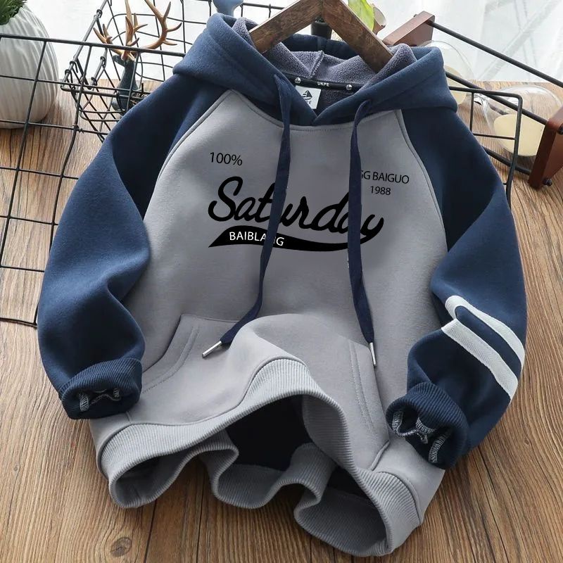 Áo Hoodie Dày Dặn Giữ Ấm Thời Trang Mùa Đông Cho Bé Trai 4-13 Tuổi