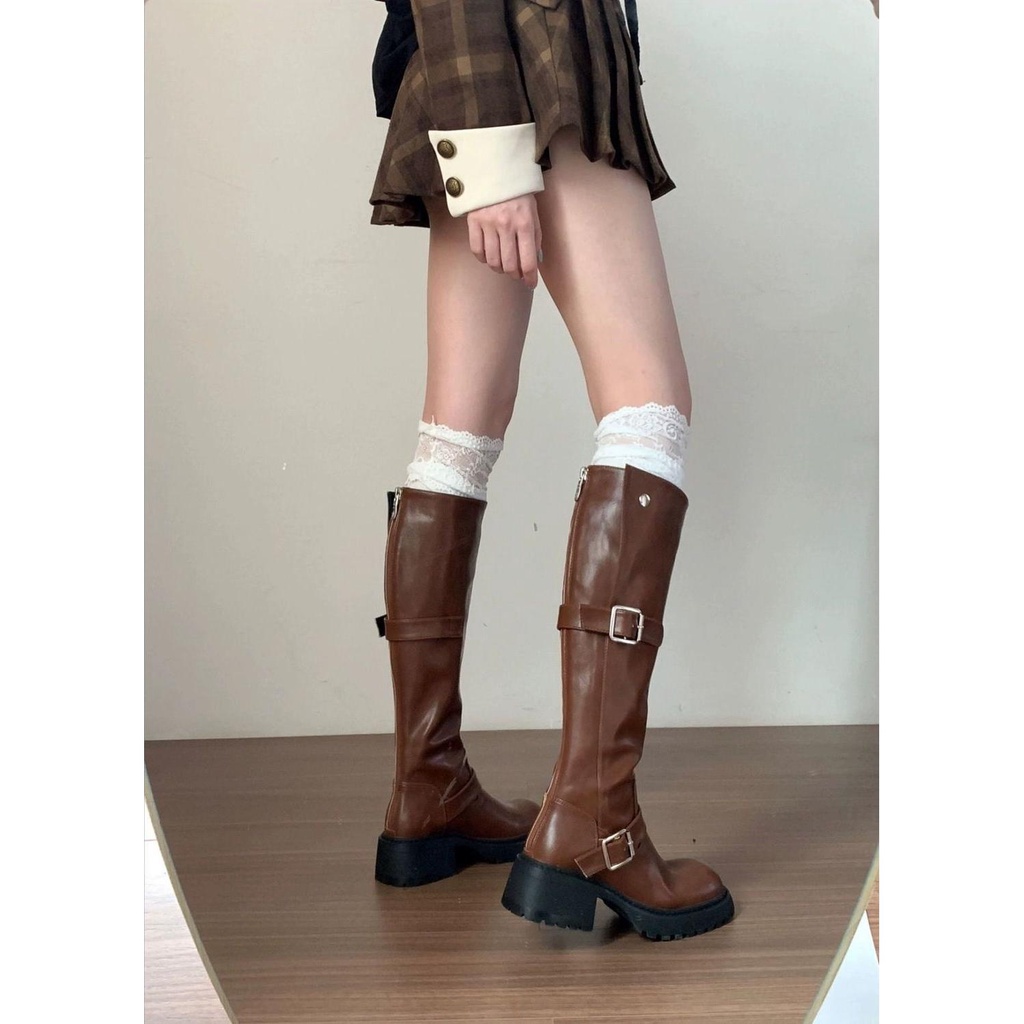 Thời Trang Bốt Cao Gót Mũi Tròn Phong Cách Hàn Quốc 2023