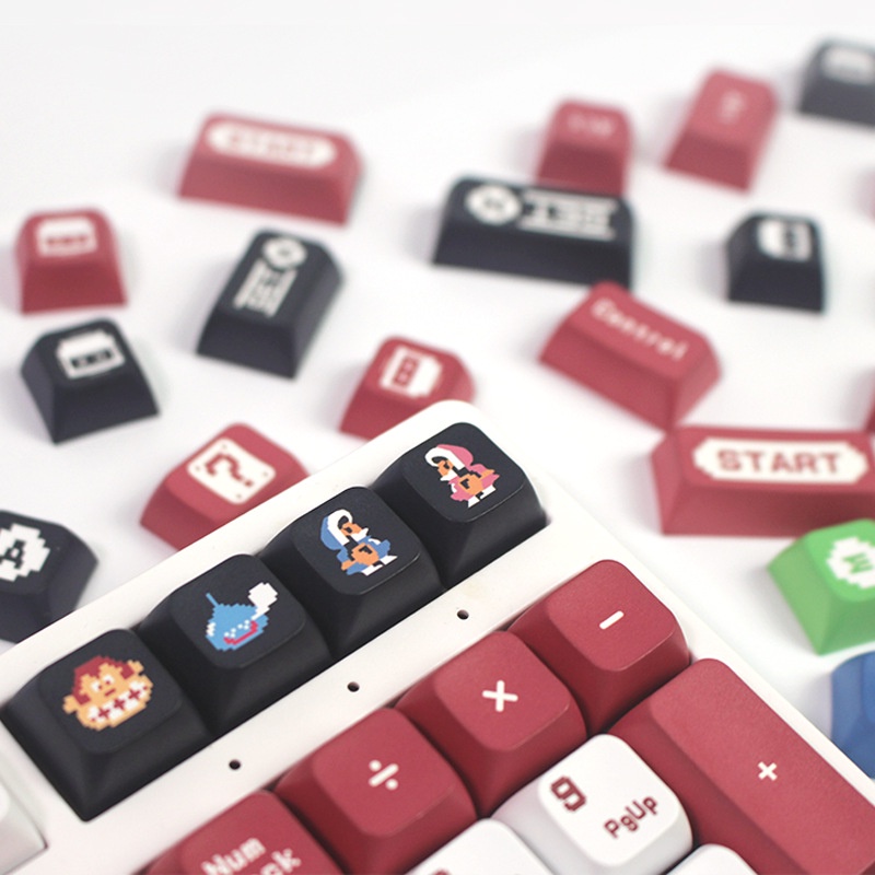 FC keycaps pixel màu đỏ và trắng, XDA9.5mm, bàn phím cơ tùy chỉnh keycaps dễ thương được cá nhân hóa, PBT thăng hoa